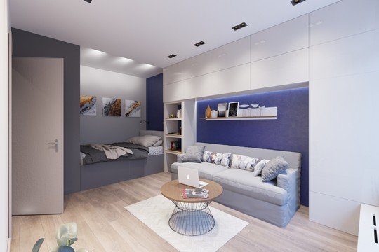 Дизайн однокомнатной квартиры в панельном доме (78 фото)