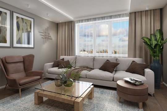 Дизайн проект квартиры П44-Т серии в Москве, фото дизайна интерьера, цены 2020 году